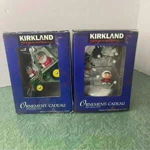 2 Kirkland Signature Collectible Xmas Ornament Santa On A Tractor & HoHoHo
